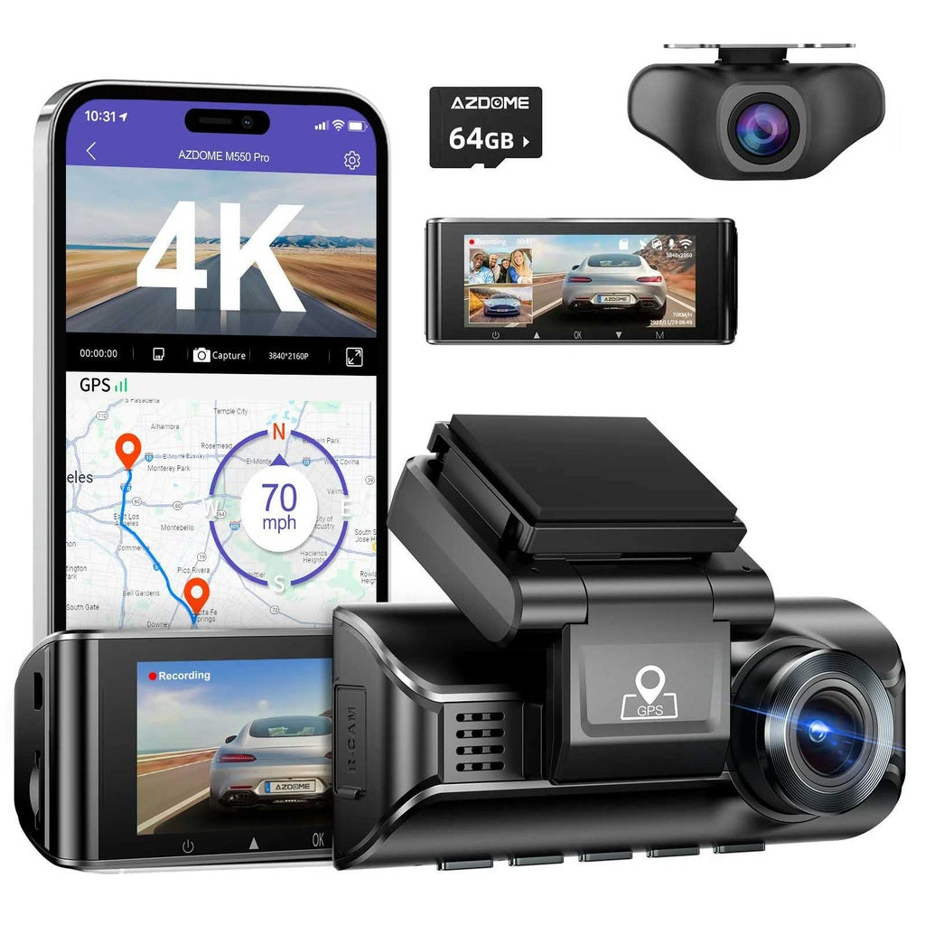 AZDome M770 Pro 2CH 4K Wifi GPS 64gb Dashcam
