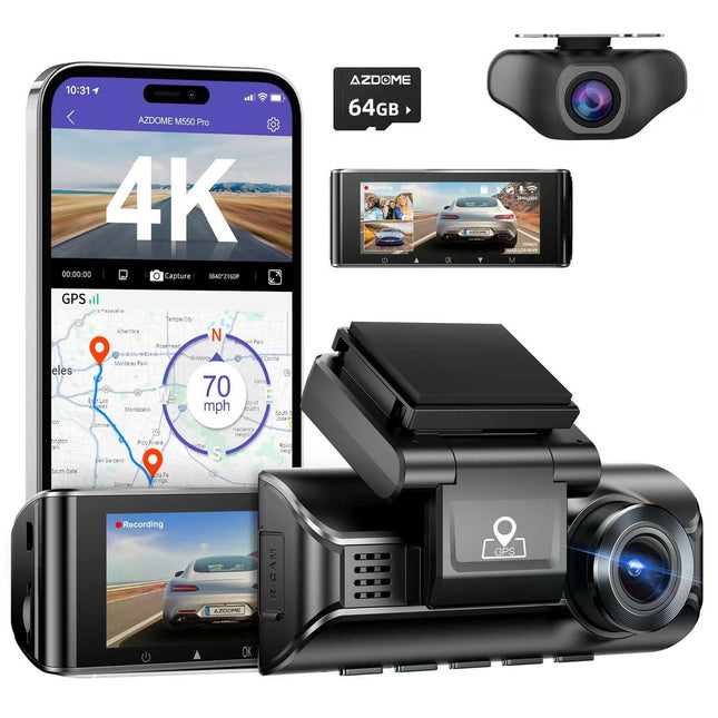 AZDome M770 Pro 2CH 4K Wifi GPS 64gb Dashcam