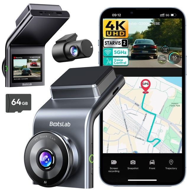 Botslab G300H Plus 4K WiFi GPS 2CH 64 GB Dashcam