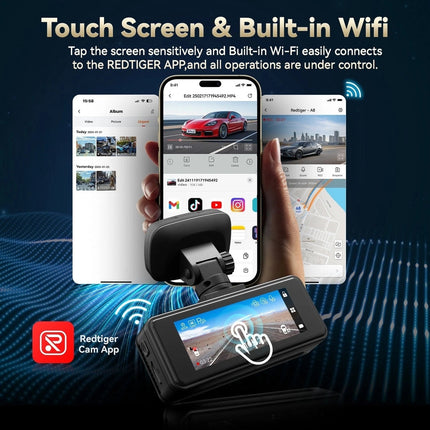 Redtiger A8 2CH 4K Touch WiFi GPS 64 GB Dashcam