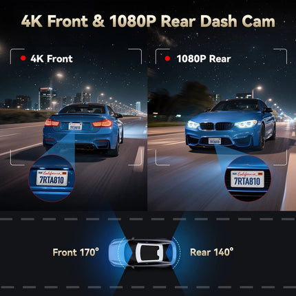 Redtiger A8 2CH 4K Touch WiFi GPS 64 GB Dashcam