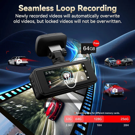 Redtiger A8 2CH 4K Touch WiFi GPS 64 GB Dashcam