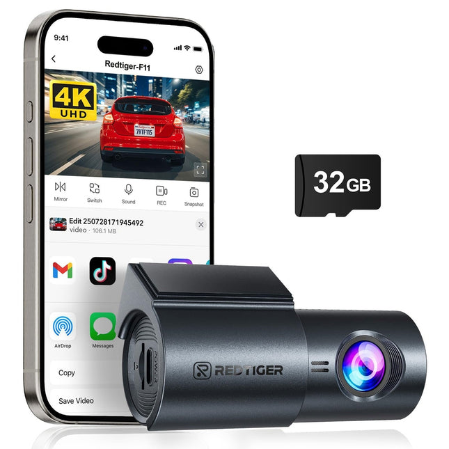 Redtiger F11 4K 1CH WiFi 32 GB Dashcam