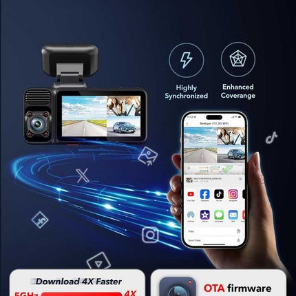 Redtiger F17 3CH 4K Wifi GPS 64gb Dashcam