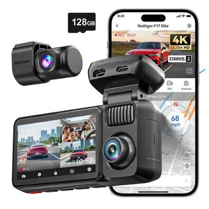 Redtiger F17 Elite 3CH 4K Wifi GPS 128gb Dashcam