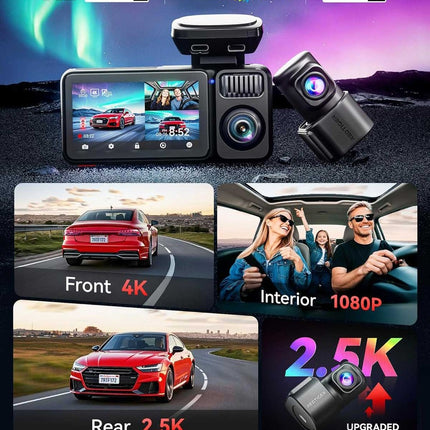 Redtiger F17 Elite 3CH 4K Wifi GPS 128gb Dashcam