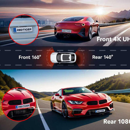 Redtiger F4 Pro 2CH 4K Touch Wifi GPS 128gb Dashcam