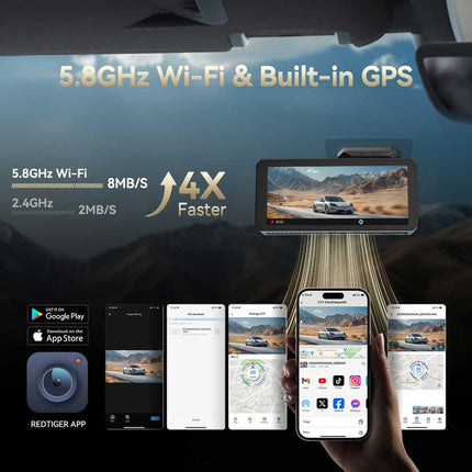 Redtiger F77 4K Touch Wifi GPS 2CH 128gb Dashcam