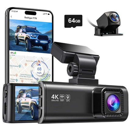 Redtiger F7N 4K Wifi GPS 2CH 64gb Dashcam