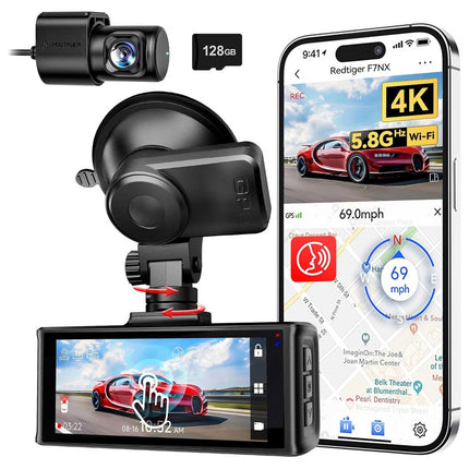 Redtiger F7NX 4K Touch Wifi GPS 2CH 128gb Dashcam