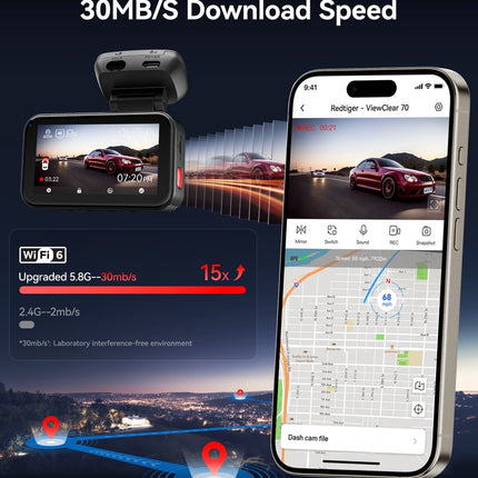 Redtiger ViewClear 70 4K Touch WiFi GPS 2CH 128 GB Dashcam