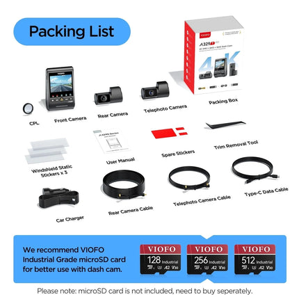 Viofo A329T 3CH 4K WiFi-GPS-Dashcam