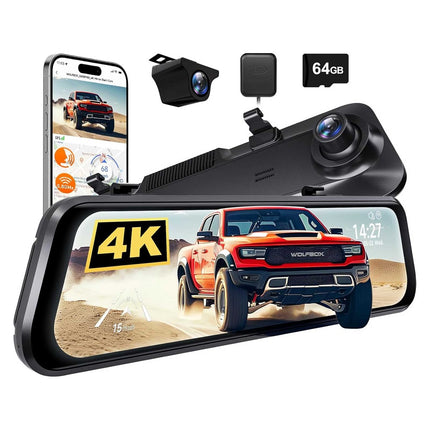 Wolfbox G850 Pro 4K Wifi GPS 64gb Mirror Dashcam