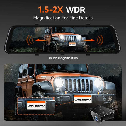 Wolfbox G900 Tripro Kabine 3CH 4K WiFi GPS 256gb Spiegel Dashcam