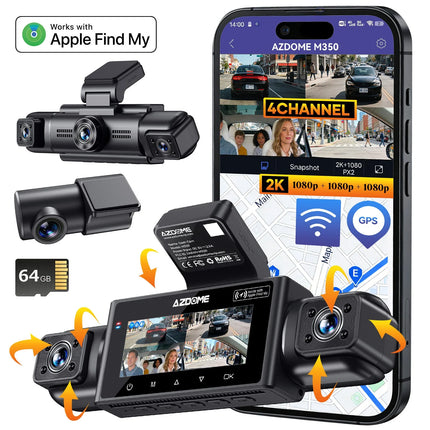 <tc>AZDome M350 4CH 2K WiFi GPS 64 GB 360-Grad-Dashcam</tc>