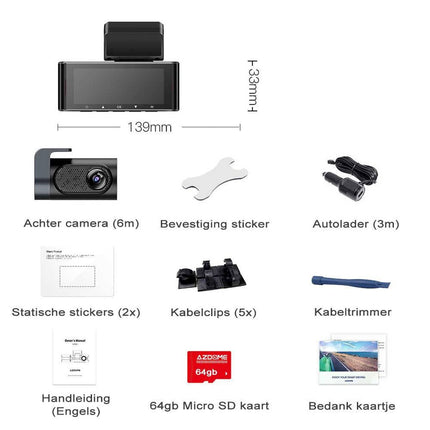 AZDome M550 Pro 2CH 4K Wifi GPS 64gb Dashcam