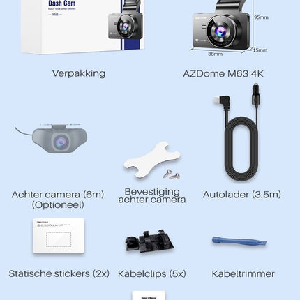 AZDome M63 Pro True 4K 64gb Wifi GPS Dashcam