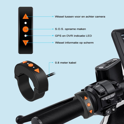 Motocam F9 WiFi GPS 2CH Motorrad Dashcam