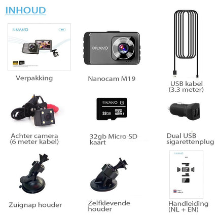 Nanocam M19 2CH Dual Full HD 32gb Dashcam
