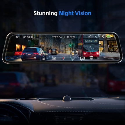 Nanocam T55 4K 2CH Full Mirror Wifi GPS 32gb Dashcam